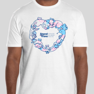 Stand with Trans Pink & Blue Animal Heart T-Shirt